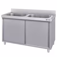 Sudoper s ormarićem ECO - inox - 1600 x 700 mm - sa 2 korita - korita sredina