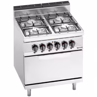Plinski štednjak - Linija 700 - 800x714x1070 mm - 29 kW - 4 plamenika - samostojeći - s električnom pećnicom statičnom - 7,5 kW - GN 2/1