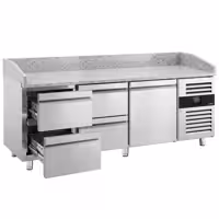 Stół chłodniczy do pizzy ECO – 2000 x 800 mm – z 1 drzwiami i 4 szufladami