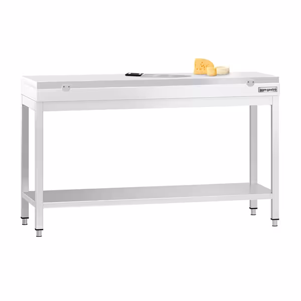 Arbetsbänk i rostfritt stål PREMIUM - 1500x700 mm - med underhylla