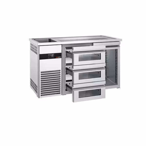 Pivski štand PREMIUM - 1550x700 mm - 1 Staklena vrata & 3 Staklene ladice