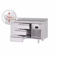 Külmlett PREMIUM PLUS - 1468x700 mm - 305 l - ventileeritud jahutus - koos 1 uksega - Tagaserv - roostevabast terasest tööpind, tagaservaga