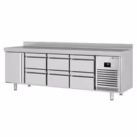 Aukstuma galds PREMIUM PLUS - 2452x600 mm - 510 l - ar 1 durvīm - ar 6 atvilktnēm - Ar apmali
