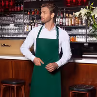 KARLOWSKY | Basic Chef Bib Apron with 2-Section Pocket – Forest Green - 75×90 cm - Poly-Cotton 65/35