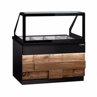 Vetrina calda TORONTO - 1500mm - frontale in legno - per 4x GN 1/1 - piano di lavoro in granito nero