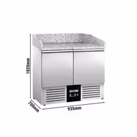 Commercial Pizza Prep Counter - Granite Top PREMIUM - 935x700mm - with 2 doors