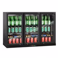 Commercial Back Bar Cooler - 1350mm - 320L - with 3 glass hinged doors - Black