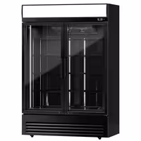 Commercial Beverage Display Fridge - 1295mm - 880 Litres - with 2 hinged glass doors - LED lighting - digital controller with temperature display - Black - Temperature range 2 to 8 °C