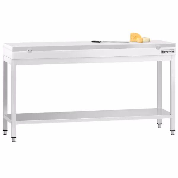 طاولة عمل ستانلس ستيل PREMIUM - 2000x600mm - مع رف سفلي - شامل لوح تقطيع أبيض