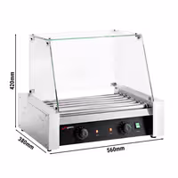Commercial Hot Dog Roller Grill - 7 Rollers - with Glass Cover