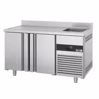 Rashladni pult PREMIUM - 1430x720 mm - 270 l - Ventilirano hlađenje - s 2 vrata - s 1 korita - Leđni podignuti rub