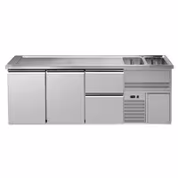 Direct Draw Beer Dispenser / Kegerator PREMIUM – 2-Door – 2 Right Sinks, 2 Drawers – 2500×700 mm