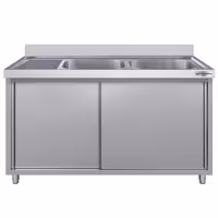 Sudoper s ormarićem ECO - inox - 1400 x 700 mm - sa 2 korita - korita desno
