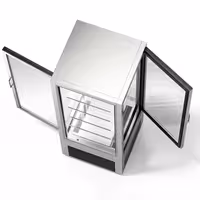 4-Sided Glass Display Fridge - 440L - 675mm - Double glazing - square - with 5 glass shelves - 1 front & 1 rear glass door