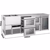 Pivski šank PREMIUM - 2500x700 mm - 1 Staklena vrata & 4 Staklene ladice