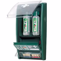 Stanica za ispiranje očiju i Dozator flastera - Zeleno - s 2 bočice (2x500 ml) - s 85 flastera
