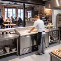 Commercial Pizza Prep Counter - Granite Top PREMIUM - 1400x700mm - with 3 doors