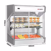 Countertop display fridge - 220L - 1003mm - Double glazing - with 2 glass shelves - 2 rear sliding glass doors - for 5x GN 1/3