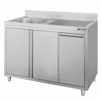 Sudoper s ormarićem ECO - inox - 1200 x 700 mm - s košem za otpatke - s 1 koritom - korito lijevo