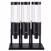 Commercial Cereal Dispenser - triple - Lever Dispense - 3 Plastic Containers - Black