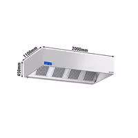 Commercial Wall-Mounted Extractor Hood with Motor – 2000mm – with Speed Controller, Baffle Filters & Lighting