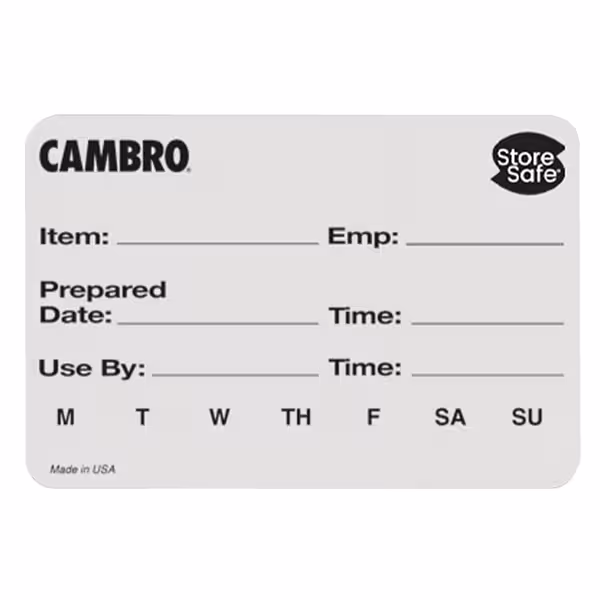 (24 szt.) CAMBRO | Etykiety do rotacji żywności StoreSafe® – 76 x 50 mm – 250 etykiet w rolce