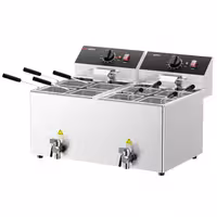 Electric Fierbător de paste profesional - de banc - 8 + 8 litri - 6,5 kW - cu robinet de scurgere - incl. 8 coșuri