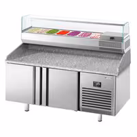 Table réfrigérée à pizza Premium PLUS - 1783x800 mm - avec 2 portes - incl. vitrine réfrigérée - 7x GN 1/4