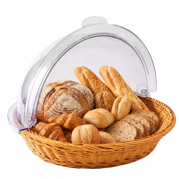 Bread Basket - with Rolltop Cover - round