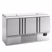Pult za pripremu salate PREMIUM PLUS - 1460 mm - 3 vrata - s ugradnim ležištem za 9x GN 1/3 & 6x GN 1/6 i poklopac od nehrđajućeg čelika