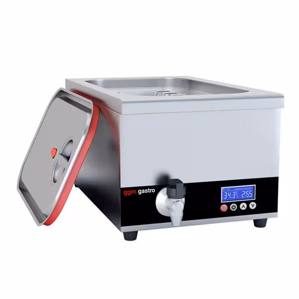 Sous vide kád - GN 1/1 - 24 l - 700 Watt - leeresztőcsappal - szilikon fedővel