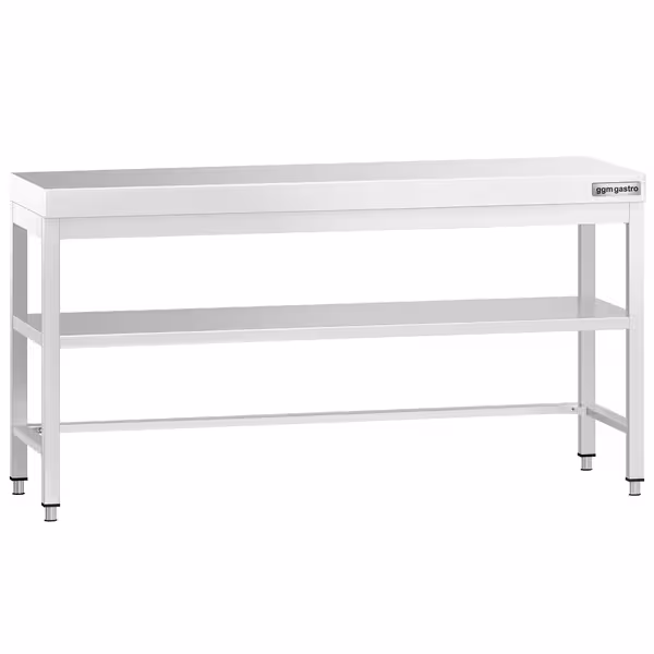 طاولة عمل ستانلس ستيل PREMIUM - 2000x600mm - مع رف سفلي & تدعيم