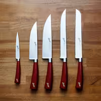 BERKEL | ELEGANCE - Messerblock mit 5 Messer - rotes Leder
