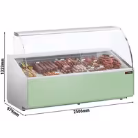 Serve Over Counter - 2506x979mm - front panel light green - capacity 512 litres