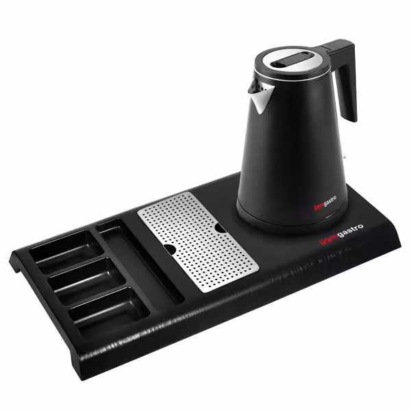 Su Isıtıcı / Kettle - 0,8 litre - 4 bölmeli ve damlama tepsili çay istasyonu dahil