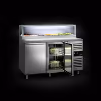 Saladette PREMIUM – 1510 mm – 2 bibien – b'quċċata tal-ħġieġ għal 7 x GN 1/3
