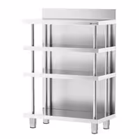 Mesa de trabalho de bar - Aço inoxidável - 800x400mm - com 4 prateleiras