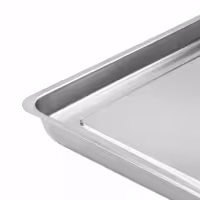 Blacha ekspozycyjna – stal nierdzewna – 393 x 268 x 40 mm – z obrzeżem