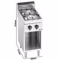 Plinski štednjak - Linija 700 - 9,5 kW - 2 plamenika - samostojeći - otvoreni ormarić
