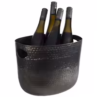 Posuda za hlađenje vina/pjenušca - Aluminij - 7 l - Ø 300 mm - Crna, čekićana - s ručkama