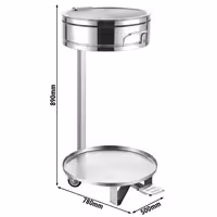 Sack holder - Mobile - 80L - Ø390mm, 840(H)mm - with foot pedal & slow-closing lid, liner retainer, castors - Stainless steel