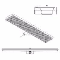 Podni odvod od nehrđajućeg čelika – 2100 x 300 mm – ugradnja u ravnini s podom i bočni izlaz – Ø 70 mm