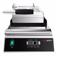 Grelhador de contacto / Grelhador Panini Profissional - 2,8kW - Digital - placas: superior e inferior estriadas - Área de grelha: 223x380mm