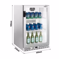 Barski hladnjak - 600 mm - 125 l - s 1 staklena vrata - inox