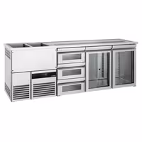 Pivski šank PREMIUM - 2500x700 mm - 2 Staklena vrata & 3 Staklene ladice