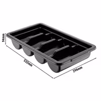 Cutlery Tray - 293x526mm - Height: 97mm - Polypropylene (PP) - with 4 compartments - Black
