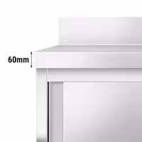 خزانة قاعدية ستانلس ستيل PREMIUM - 1800x700mm - وحدة أدراج 3 يسار - مع حاجز خلفي