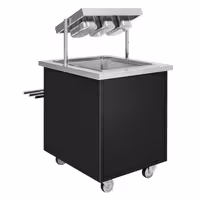 Cutlery & Crockery Mobile Counter DANZIG - 700 mm - with Tray Slide - Black