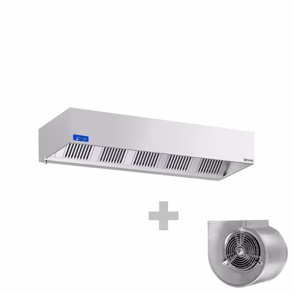 Commercial Wall-Mounted Extractor Hood with Motor – 2600mm – with Speed Controller, Baffle Filters & Lighting