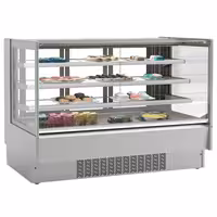 Commercial cake display fridge - 548L - 1915mm - Double glazing - with 3 adjustable shelves - rear sliding doors